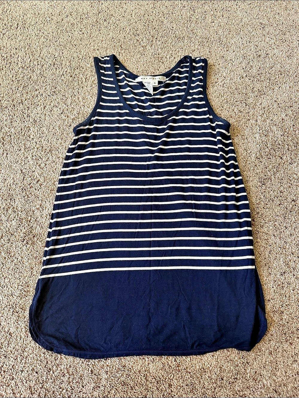 Max Studio Striped Tank Top in Blue & White Size Small